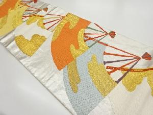 扇にヱ霞・雲模様織出し袋帯